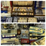 CASED, BOXED CUTLERY SETS, EPNS & PEWTER TABLEWARE along with a further quantity of loose cutlery