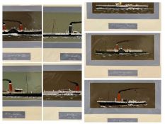 TODD watercolours, highlighted in body colours, set of 7 - steam paddle ships - 'Culzean Castle',