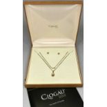 CLOGAU 9CT GOLD DAFFODIL PENDANT NECKLACE & EARRINGS SET - in original presentation box with