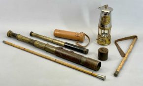 BROADHURST CLARKSON & CO LONDON brass and leather covered three drawer telescope, early 20th