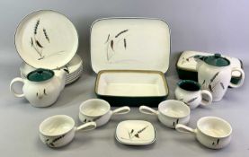 DENBY STONEWARE GREENWHEAT TABLEWARE - including 2 x casserole dishes, teapot and hot water jug,