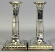 GEORGE V SILVER CANDLESTICKS, A PAIR - Sheffield 1920, Maker Thomas Bradbury & Sons Ltd, 13cm