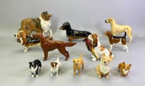 BESWICK DOGS, A COLLECTION OF 11 - including Collie (rough), on oval plinth, matte, 21cms H, Great