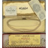 CIRO OF BOND STREET, LONDON & NEW YORK DOUBLE STRAND CULTURED PEARL NECKLACE with 9ct gold clasp, in