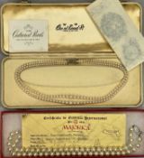 CIRO OF BOND STREET, LONDON & NEW YORK DOUBLE STRAND CULTURED PEARL NECKLACE with 9ct gold clasp, in