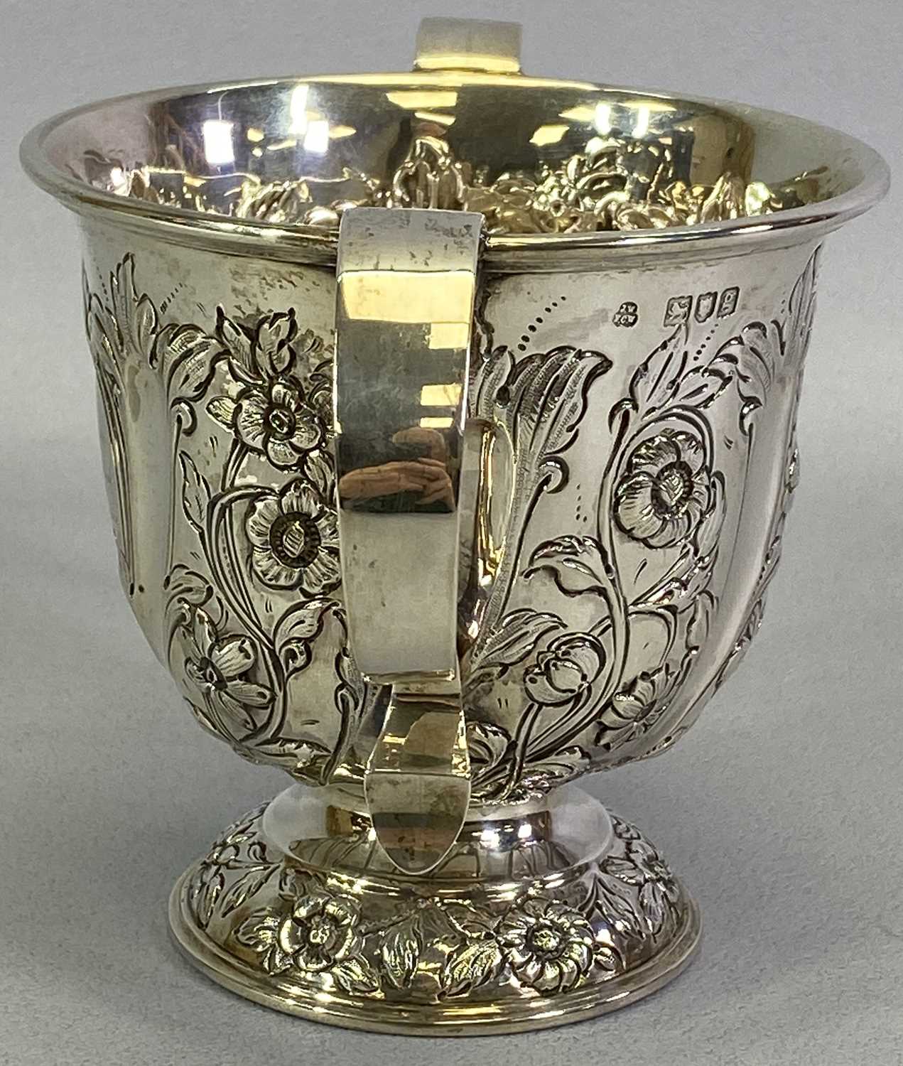 EDWARD VII SILVER TWO-HANDLED PEDESTAL CUP - London 1902, Maker Wakely & Wheeler, 11.75cms max H, - Image 4 of 5