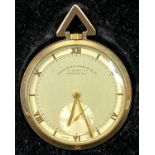 9CT GOLD OPEN FACED SLIM POCKET WATCH - top wind, retailed by Goldsmiths & Silversmiths Co Ltd,