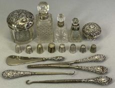 HALLMARKED SILVER & WHITE METAL BIJOUTERIE - nine and four items respectively, along with four