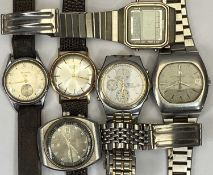 ROTARY 9CT GOLD CASED & OTHER GENTLEMAN'S WRISTWATCHES (6) - the 9ct Rotary leather strap stamped '