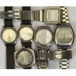 ROTARY 9CT GOLD CASED & OTHER GENTLEMAN'S WRISTWATCHES (6) - the 9ct Rotary leather strap stamped '