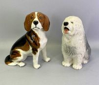 BESWICK FIRESIDE MODEL DOGS (2) - Beagle, Model No 4300, 33cms H and Old English Sheep Dog, 30cms H