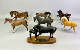 BESWICK HORSES - a group of 7, various colourways, gloss and matte finish, including Black Beauty