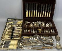 CASED, BOXED & LOOSE QUANTITIES OF CUTLERY - Victorian and later along with plated ware napkin