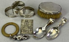 CHILD RELATED & OTHER SMALL SILVER & WHITE METAL GROUP - six plus two respectively, the silver all