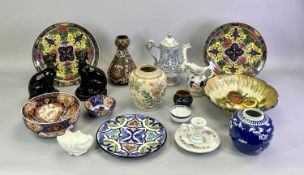 MIXED CERAMICS - to include Capodimonte coffee pot, 23cms H, a pair of Jackfield ware figures of