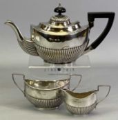 EDWARD VII THREE-PIECE SILVER BACHELOR TEA SERVICE - Birmingham 1904, Maker William Adams Ltd, all