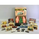 DIECAST SCALE MODEL VEHICLES COLLECTION, some boxed and a vintage Japanese battery operated family