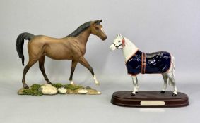 ROYAL DOULTON WELSH MOUNTAIN PONY wearing blue horse blanket, on oval stand with plaque, 24cms H and