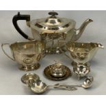 ART DECO PERIOD PRESENTATION SILVER 3 PIECE TEA SERVICE, other small silver and EPNS ware, the