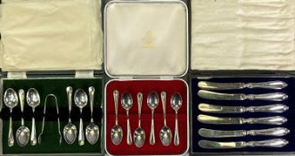 CASED SETS OF SHEFFIELD SILVER TABLE CUTLERY (3) - to include a set of six teaspoons date marked