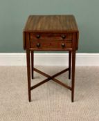19th CENTURY MAHOGANY PEMBROKE TABLE - twin flap with single end drawer having double drawer dummy