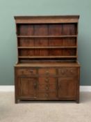 MID 19th CENTURY NORTH WALES OAK DRESSER - having wide pine back boards to the three shelf upper