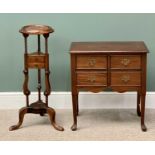 REPRODUCTION MAHOGANY FURNITURE (2) - to include a four drawer lowboy with shaped apron, on pad foot