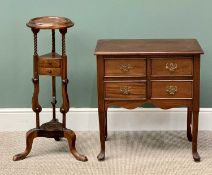 REPRODUCTION MAHOGANY FURNITURE (2) - to include a four drawer lowboy with shaped apron, on pad foot