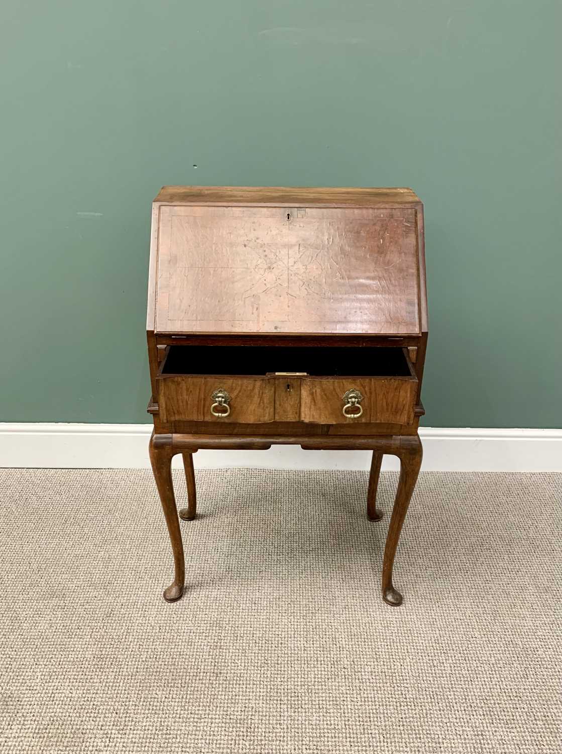LADY'S VINTAGE WALNUT WRITING BUREAU - crossbanded and quarter cut veneered, the fall front slope - Image 3 of 5