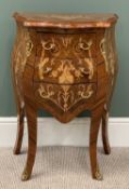 REPRODUCTION FRENCH STYLE BOMBE CHEST - having three drawers, the top, sides and front heavily