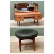G-PLAN GOLD LABEL MIRRORED DRESSING TABLE & STOOL - having five opening drawers, on turned supports,