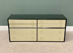 G-PLAN GOLD LABEL TWO TONE DOUBLE CHEST OF DRAWERS - retailed by Grange, London, in black and