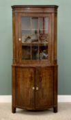 OFFERED WITH LOT 7 - MAHOGANY STANDING CORNER CABINET - crossbanded and boxwood strung, the top