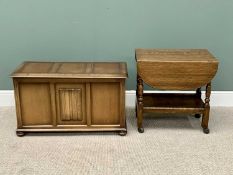 VINTAGE OAK FURNITURE (2) - to include a lidded blanket chest with linenfold detail to the front, on