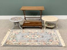 VINTAGE & LATER OCCASIONAL FURNITURE PARCEL - to include a washed woollen Chinese rug, blue ground