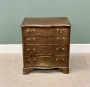 CAMPAIGN STYLE CIRCA 1800 SERPENTINE FRONT MAHOGANY CHEST - having four oak lined drawers with
