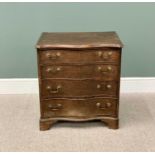 CAMPAIGN STYLE CIRCA 1800 SERPENTINE FRONT MAHOGANY CHEST - having four oak lined drawers with