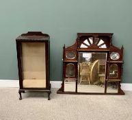 EDWARDIAN MAHOGANY OVERMANTEL MIRROR - with carved fan detail and multiple bevelled edge mirrors and