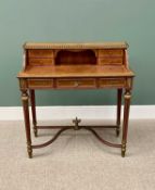 EMPIRE STYLE WRITING DESK - having various wood veneers and crossbanding with numerous gilt metal