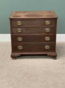 NEATLY PROPORTIONED REGENCY MAHOGANY CHEST - moulded edge top over four oak lined drawers with