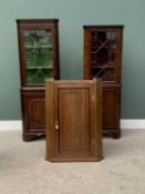 VINTAGE & ANTIQUE CORNER CUPBOARDS (3) - to include a two piece standing corner cupboard with