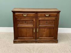 EDWARDIAN MAHOGANY SIDEBOARD BASE - with two opening drawers and twin lower cupboard doors, having