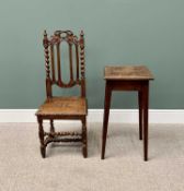 CIRCA 1900 OAK HALL FURNITURE (2) - to include a high back hall chair with carved crest rail, barley