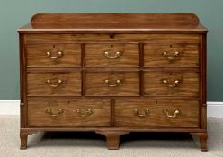 19th CENTURY QUALITY MAHOGANY LANCASHIRE MULE CHEST - the railback top with hinged lifting lid,