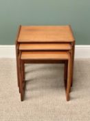 MID-CENTURY G-PLAN STYLE TEAK NEST OF THREE TABLES - 49cms H, 53cms W, 43cms D (the largest)