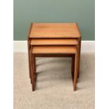 MID-CENTURY G-PLAN STYLE TEAK NEST OF THREE TABLES - 49cms H, 53cms W, 43cms D (the largest)