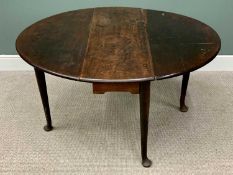 PLUS LOT 12 - CIRCA 1790 MAHOGANY TWIN FLAP PAD FOOT DINING TABLE - 73cms H, 120cms L, 45cms W (