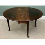 PLUS LOT 12 - CIRCA 1790 MAHOGANY TWIN FLAP PAD FOOT DINING TABLE - 73cms H, 120cms L, 45cms W (