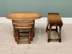 OLD MILL NICE QUALITY REPRODUCTION NEST OF THREE TABLES - oval topped, 47cms H, 79cms W, 47cms D (