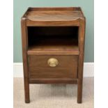 GEORGIAN MAHOGANY NIGHT STAND - having a tray top with side carry handles over an open central